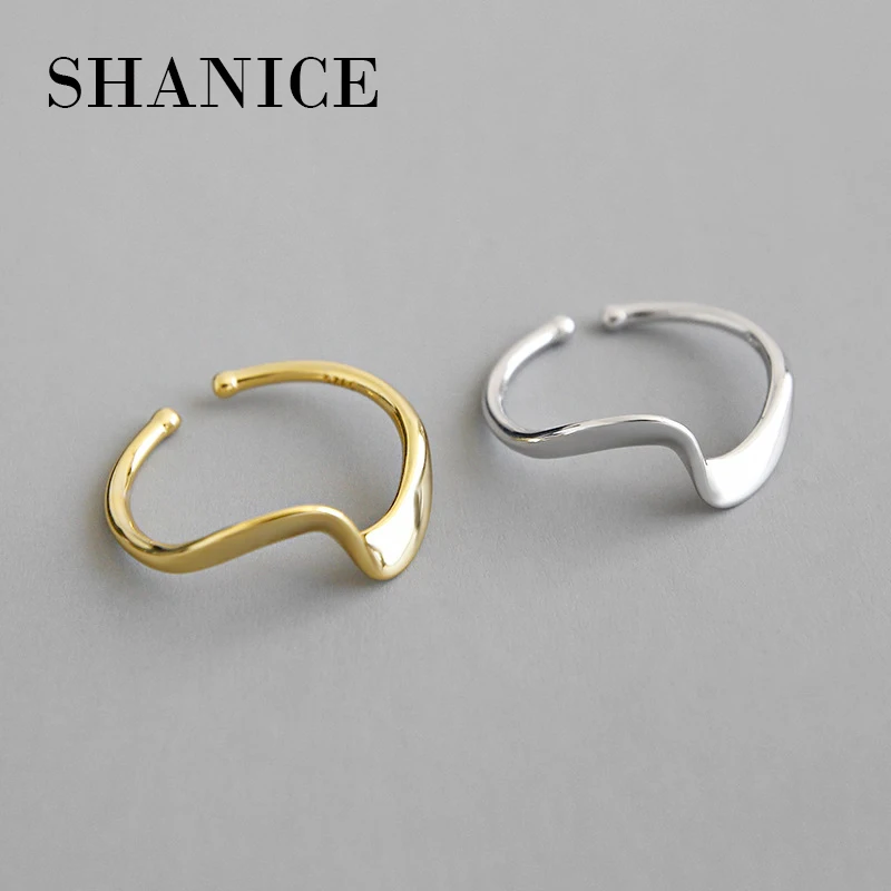 

SHANICE 925 Sterling Silver Open Rings Charm Rings Ring Band INS simple temperament wave pattern Fine jewelry Christmas Gift