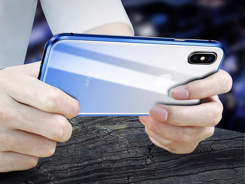 Высокое качество анти-писк стеклянный чехол для Apple iPhone XS MAX X XR 7 8 Plus Алюминиевый металлический градиентный чехол из закаленного стекла