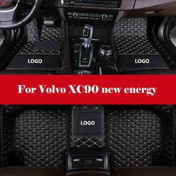 

Car Floor Mats Carpet Leather Floorliner Water&Dust-Proof Protector Floor Mats Waterproof Mat+LOGO For Volvo XC90 new energy