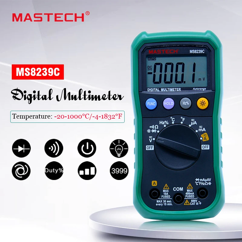MASTECH MS8239C цифровой мультиметр AC DC Напряжение Ток Емкость Частота Температура Тестер Авто диапазон ручной 3 3/4