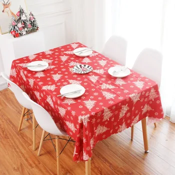 

Nordic Christmas Snowflakes Deer Tree Mat Xmas Tablecloth Rectangle Santa Claus Table Cover Linen Cotton Table Christmas Decor5