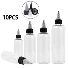 Recipientes de distribuição plásticos do óleo da garrafa do conta-gotas do pigmento da garrafa do tampão da torção da tinta vazia do animal de estimação de 10 pces 30ml 60ml 100ml 120ml da tatuagem