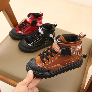 

2019 Children Boots Plus Velvet Warm Winter Ankle Cotton Shoes Boys Girls Anti-slippery Outdoor Sneaker Kids Snow Boots