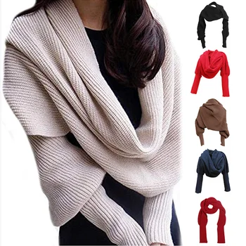 

Unisex Fashion Knitted Scarf with Sleeves Long Wraps Shawls for Winter Autumn Hot Sales