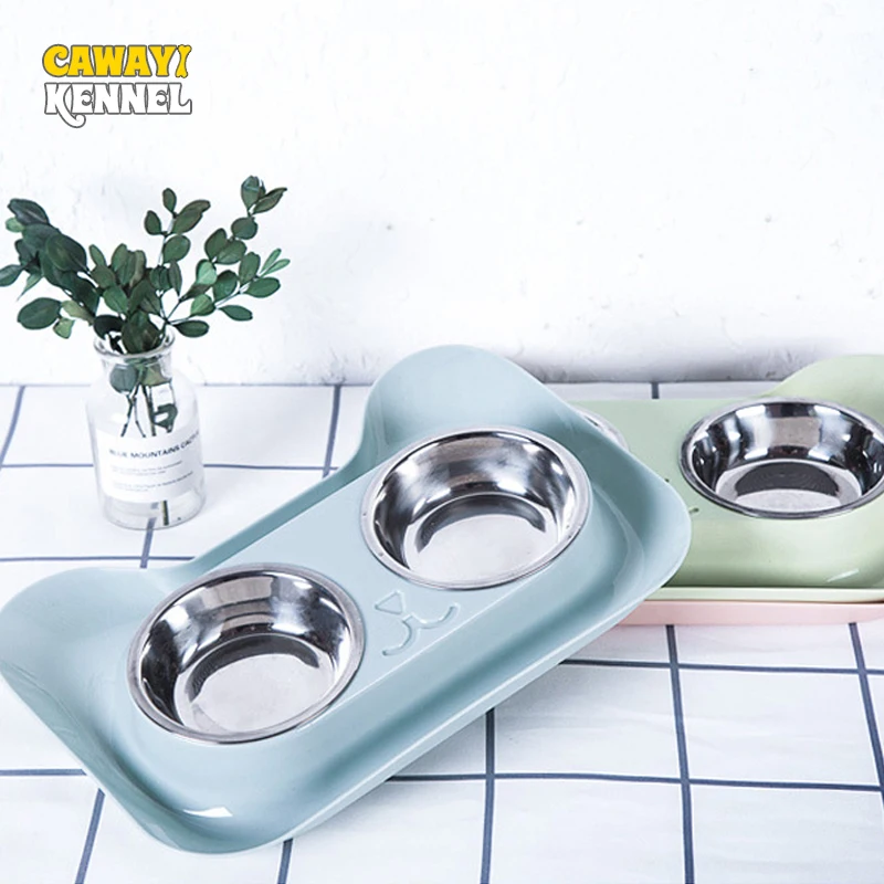 Поилка для собак CAWAYI KENNEL миска из нержавеющей стали в форме кота поилка питомцев