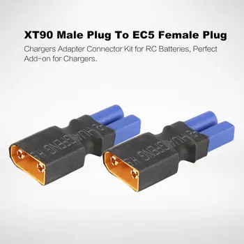 

2PCS XT90 Male Plug To EC5 Female Plug Adapter For Lipo Battery Connector for RC Models Helicopter Drone Quadcopter Parts