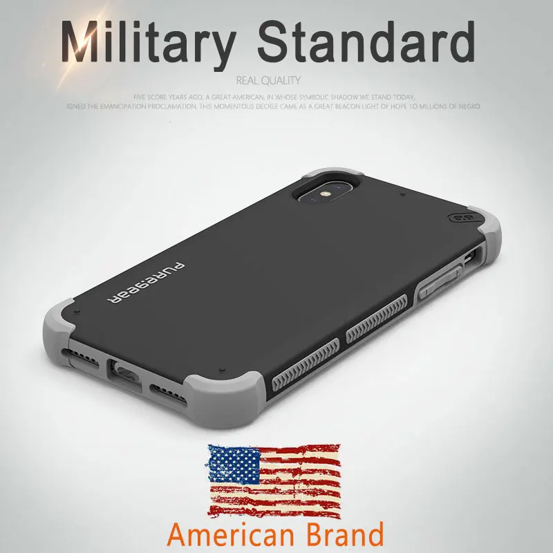 PureGear Full Protection TPU+PC Shockproof Silicone Phone Cases For iphone XR X XSax Stand Holder Phone Cases