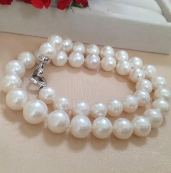 Jewelry Pearl Necklace 100% genuine 11-14mm light natural freshwater pearl necklace white large 18i Free Shipping | Украшения и
