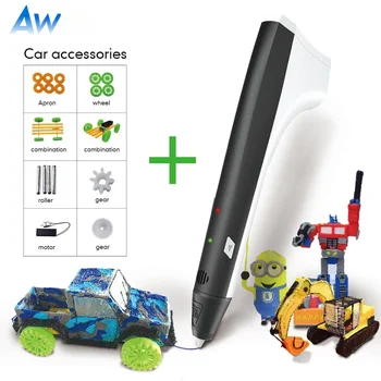 

AW 3 д ручка M1 Support 1.75mm PLA/PCL Filament For Children DIY Painting 3D Printer Pen DIY Car Set Explore Brains Gadget