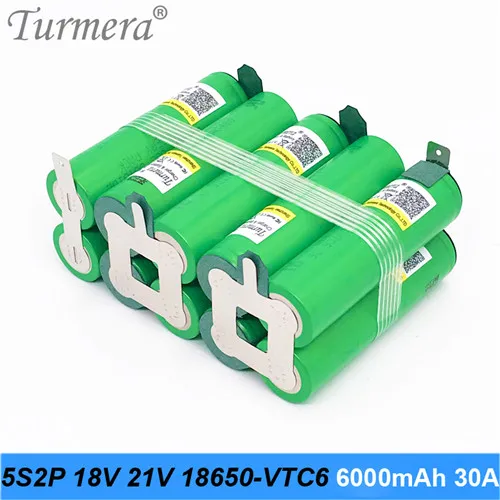 3S 4S 5s 6S 12,6 V 16,8 V 18V 25V 18650 аккумулятор US18650VTC6 3000mAh 600mAh 30A для шуры шуруповерт батареи(настройка - Цвет: 5S2P-21V-C6-H-01