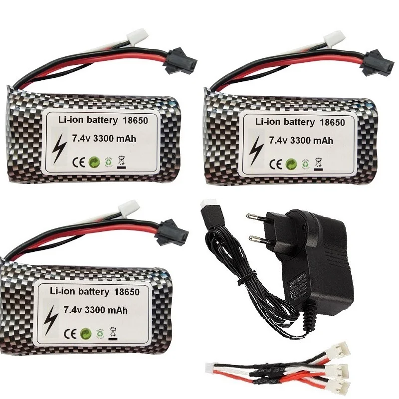 Аккумулятор Lipo SM/JST 18650 7 4 В 3300 мАч для wltoys 18301 18302 18311 MN99S D90 H101 Huina 1592 Ру лодки танки