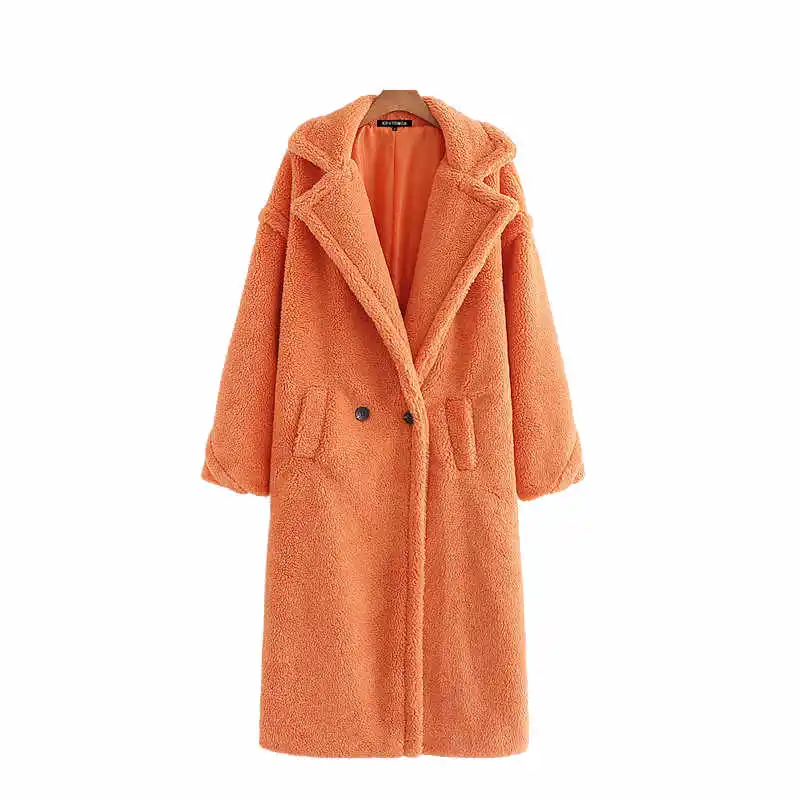 Винтажная стильная Толстая теплая куртка из искусственного меха, пальто для женщин, модная зимняя женская верхняя одежда с длинным рукавом и карманами, шикарные топы