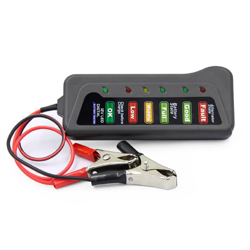 1PC 12V Auto Batterie Tester Digitale Lichtmaschine 6 Led-leuchten Display Diagnose Werkzeug