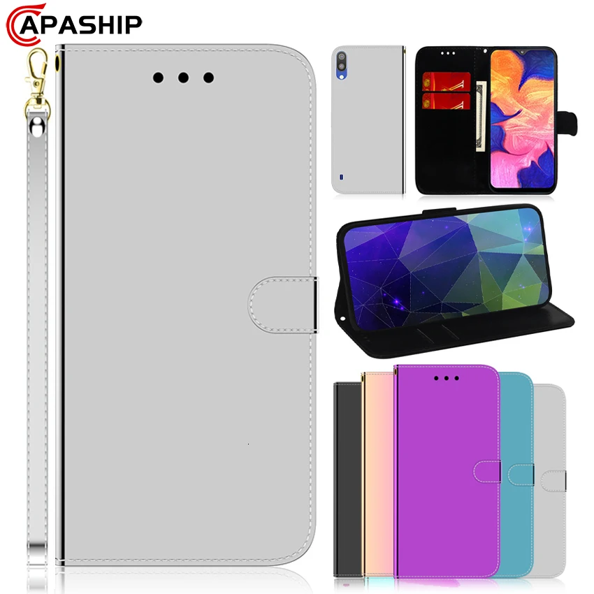 Откидной зеркальный чехол для Samsung Galaxy A10 A20 A30 A40 A50 A70 A10S A20S A30S A50S A10E A20E M10 M30S