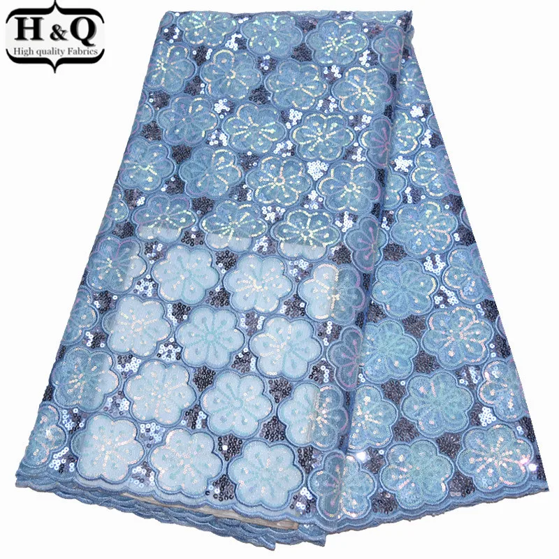 

Sky Blue Beautiful French Tulle Lace High Quality Embroidered Lace African Net Lace Fabric Sequins Lace For Ladies Prom Gown