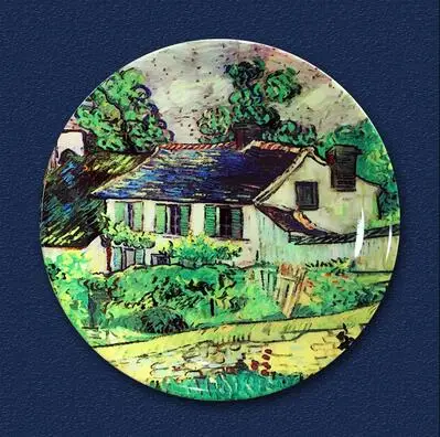 Европейская Ван Гог Картина маслом Тарелка декоративная настенная тарелка декоративная керамика Тарелка фарфоровая тарелка, украшение - Цвет: 8