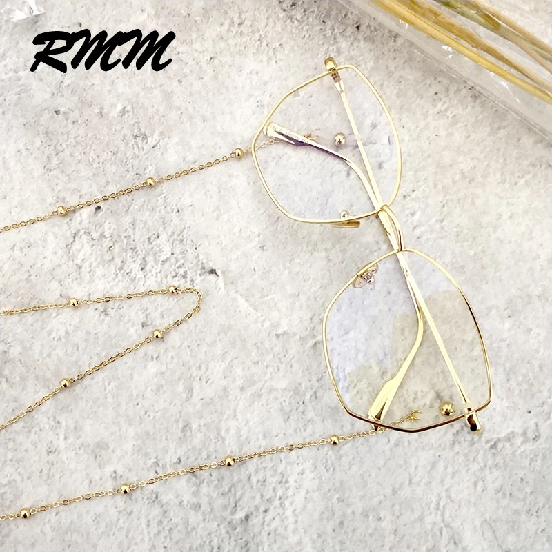 RMM брендовые модные шикарные Золотые Серебряные очки солнечные очки с цепочкой для чтения, Украшенные бусинами очки, цепочка для очков, держатель шнура, ремешок на шею