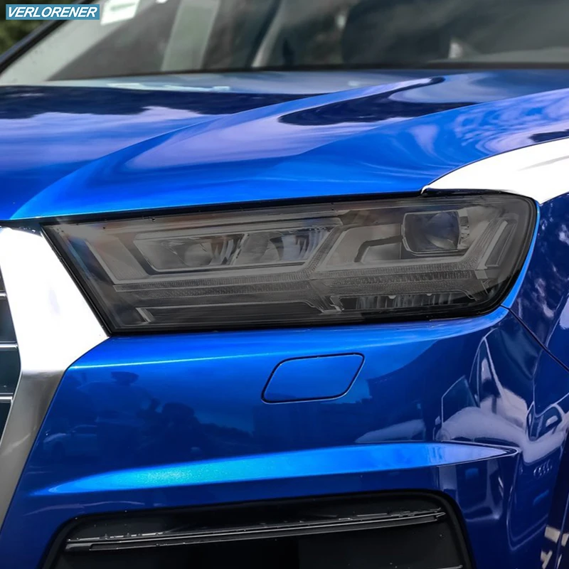 

2 Pcs Car Headlight Protective Film Smoked Black Tint Wrap Vinyl Transparent TPU Sticker For Audi Q7 SQ7 4M 2016-2019