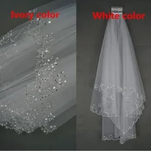 Горячая новинка белая слоновая кость 2 слоя свадебная Фата с расческой блесток бисерные завесы