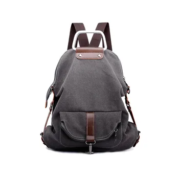 

Backpack Casual Simple Canvas Female Bag Personality Wild Literary Girl Diagonal Multifunctional Large-capacity Handbag