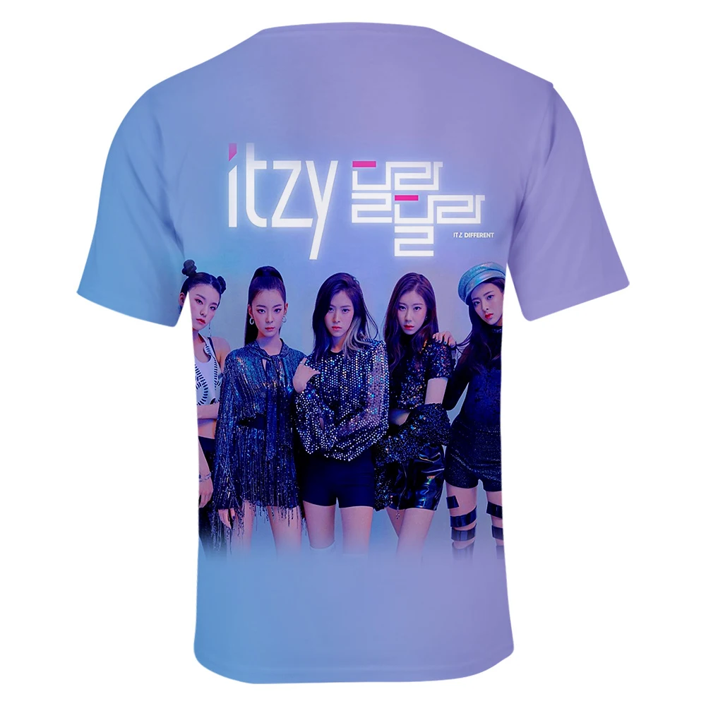 Летняя модная женская и мужская футболка поп-пение группа 3D печать ITZY Женская Повседневная футболка с коротким рукавом хип-хоп цветная футболка