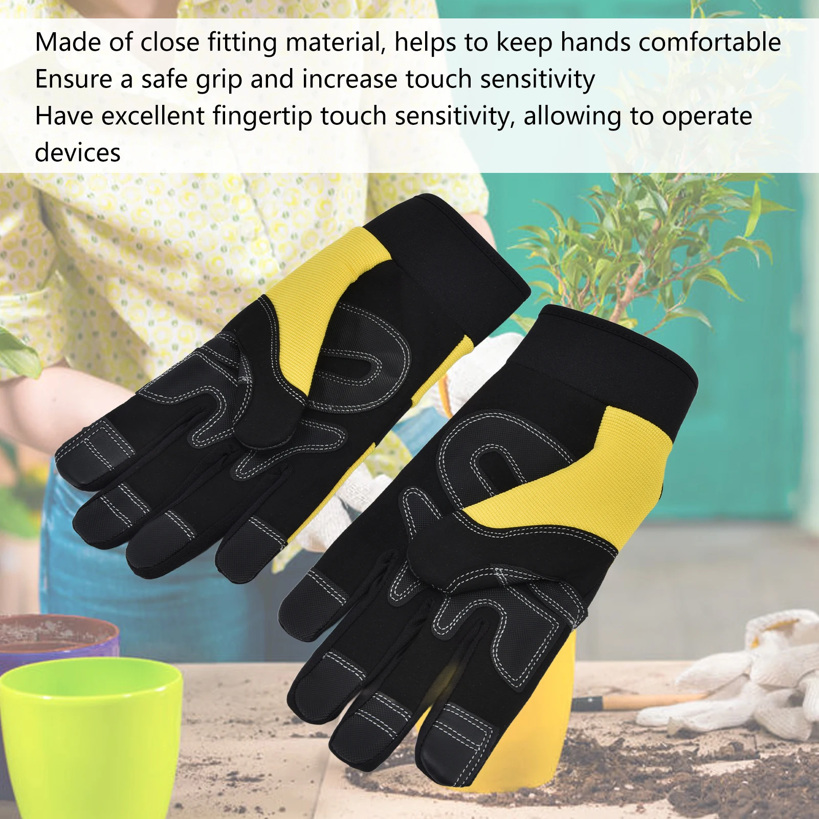 Gants De Jardinage Femme Cuir Microfibre Écran Tactile - Gants Respirants Avec Poignets Élastiques, Protection Paume Renforcée, Idéal Jardin, Bricolage, Travaux Extérieurs