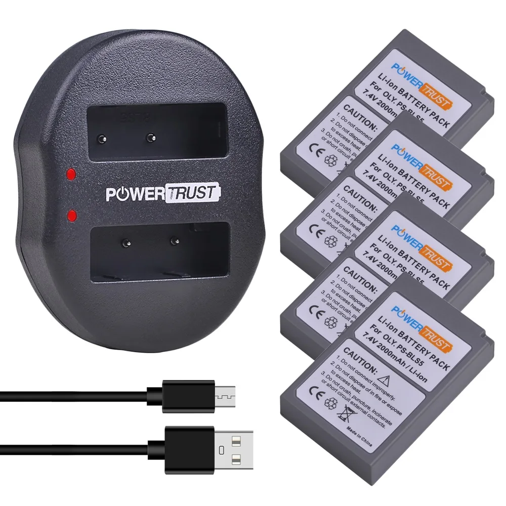 Ps-Bls5 Batterie E Caricabatterie Per Olympus Bls-5 Bls-50 Ps-Bls5 Akku E Olympus Om-D E-M10, E-Pl2 Penna Pl5 Pl6 Pl7 Pm2, Stilo 1