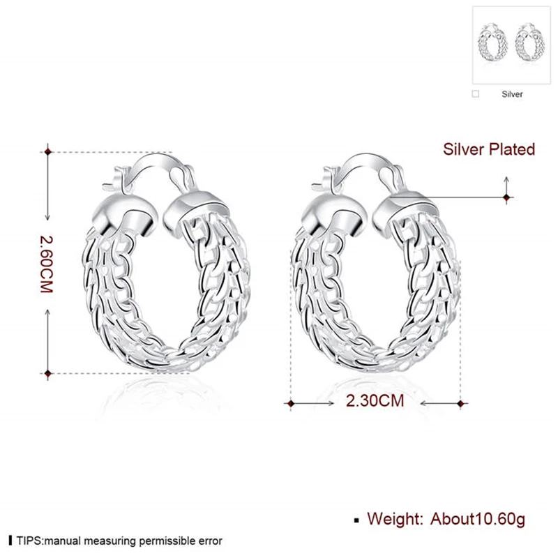 Charmhouse чистого серебра серьги-кольца для женщин Weaver клип сережки Brincos Femme Pendientes свадебные ювелирные украшения