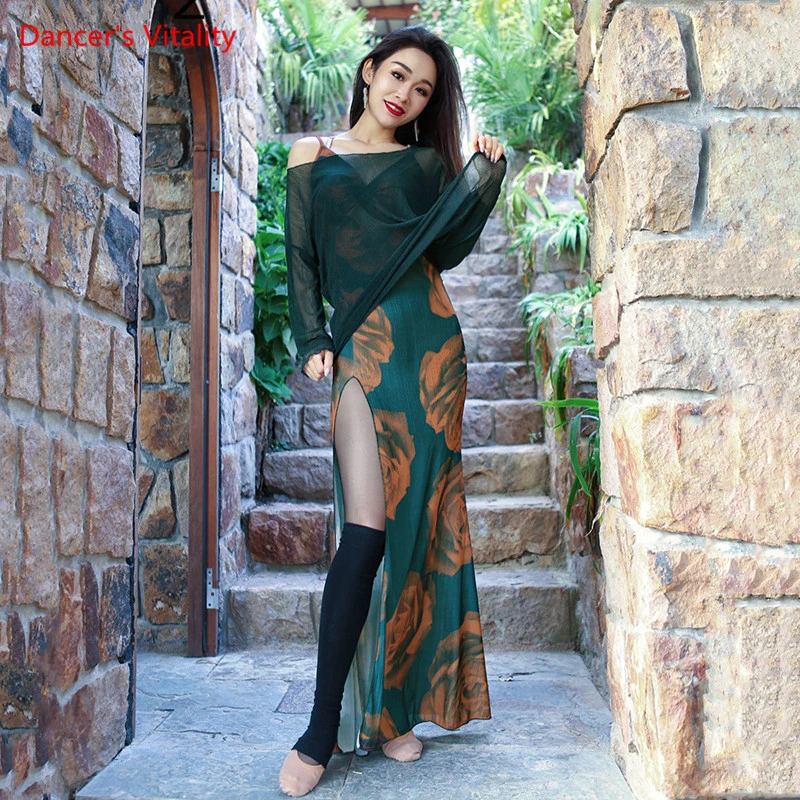 Vestido de danza del vientre Sling Falda larga de pierna dividida ropa de práctica Oriental Mujer bailando ropa de rendimiento profesional Danza del vientre| - AliExpress