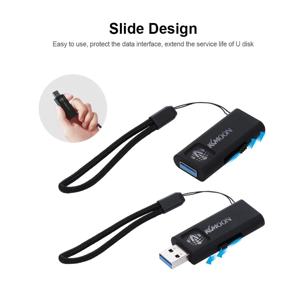 KKmoon 64GB USB3.0 U диск USB флэш-накопитель слайд дизайн высокоскоростной U диск для ноутбука/автомобиля/рабочего стола с бесплатным ремешком