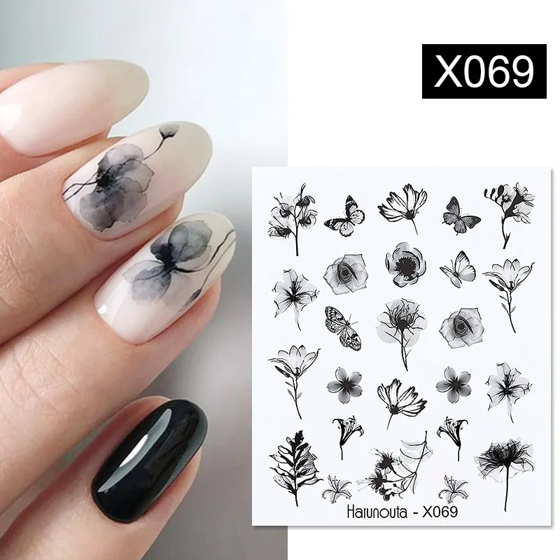 Harunouta 1 Sheet Embossed Nails Sticker 3D Flower Leaves Slider Water Transfer Nail Decals for Nail Art DIY Transfer Sticker nail stickers,nail art tools,nail art decoration,nail decals,flower stickers,uv dtf transfer stickers