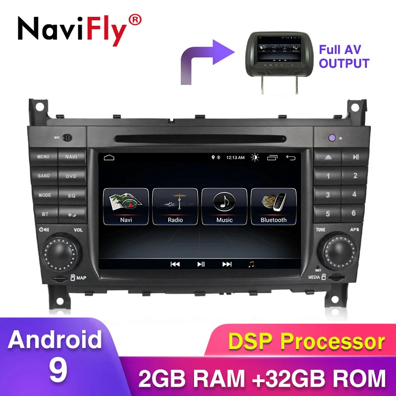 #*Cheap Android 9 Quad core HD screen car dvd player GPS for Benz C Class W203 2004 2007 c200 CLK W209 free shipping 16G map card