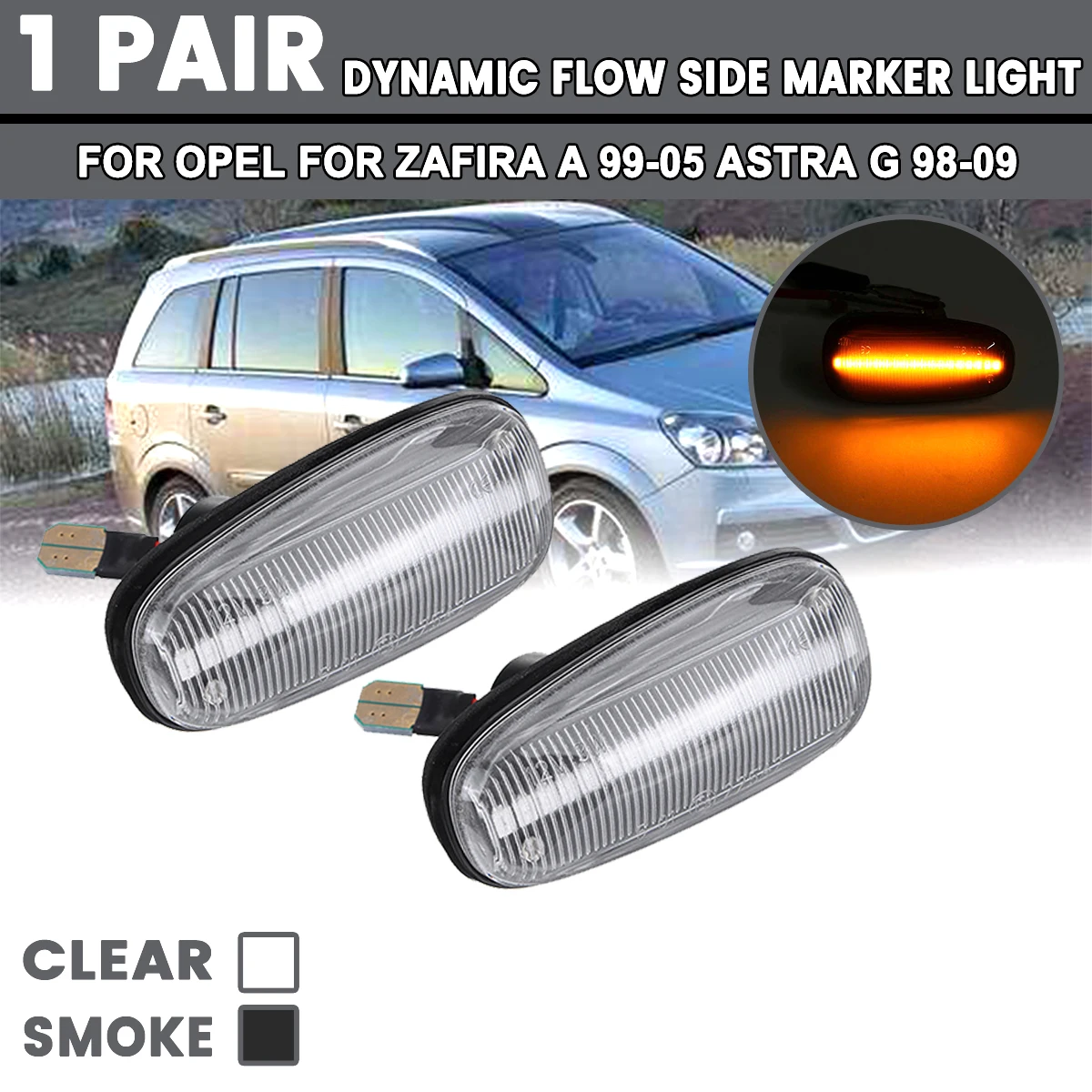 2Pcs for Opel for Zafira A 99-05 Astra G 98-09 Signal Lamp Led Side Marker Light Side Indicator 12V Panel Lamp Side Repeater