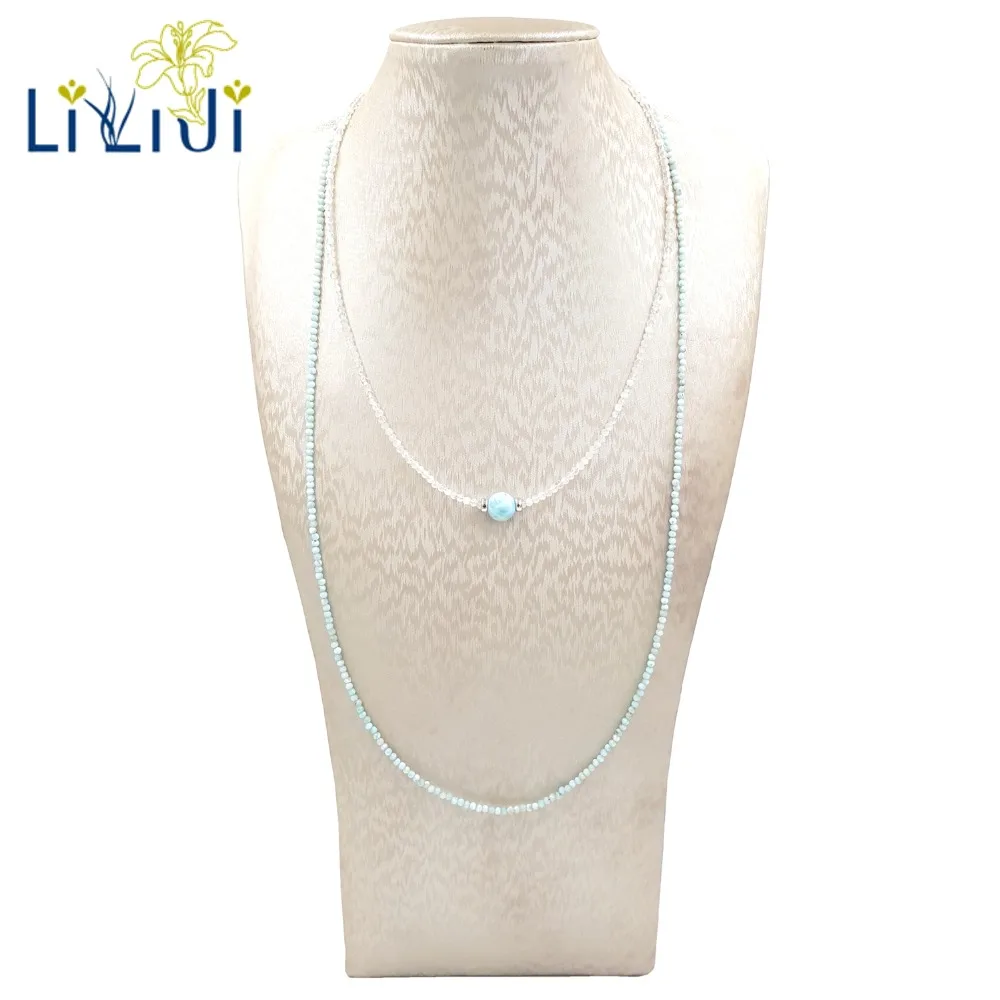 LiiJi уникальный натуральный крошечный Larimar матовый куб 925 Стерлинговое Серебро