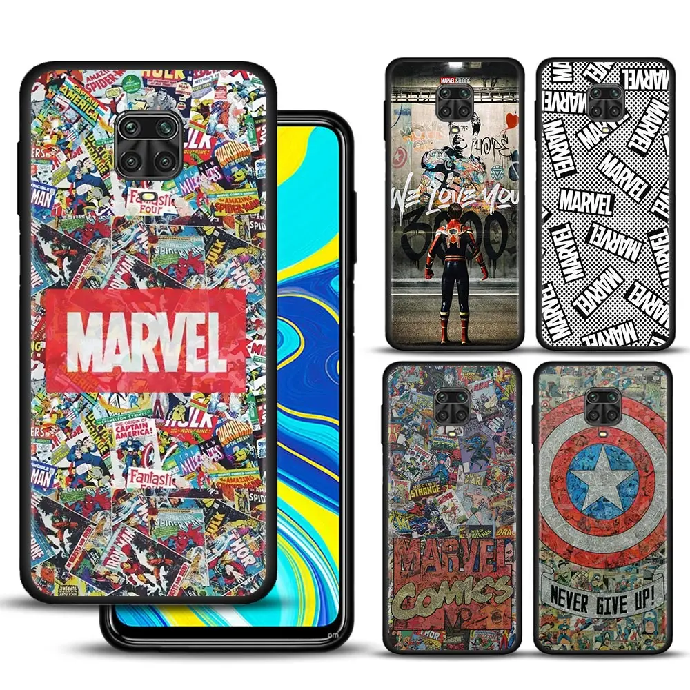 Чехол для Redmi 9 8 9C 9A 8A 7A мягкий чехол Note 11 10 Pro 7 9T 8T 9S с логотипом Marvel Мстители Heros |