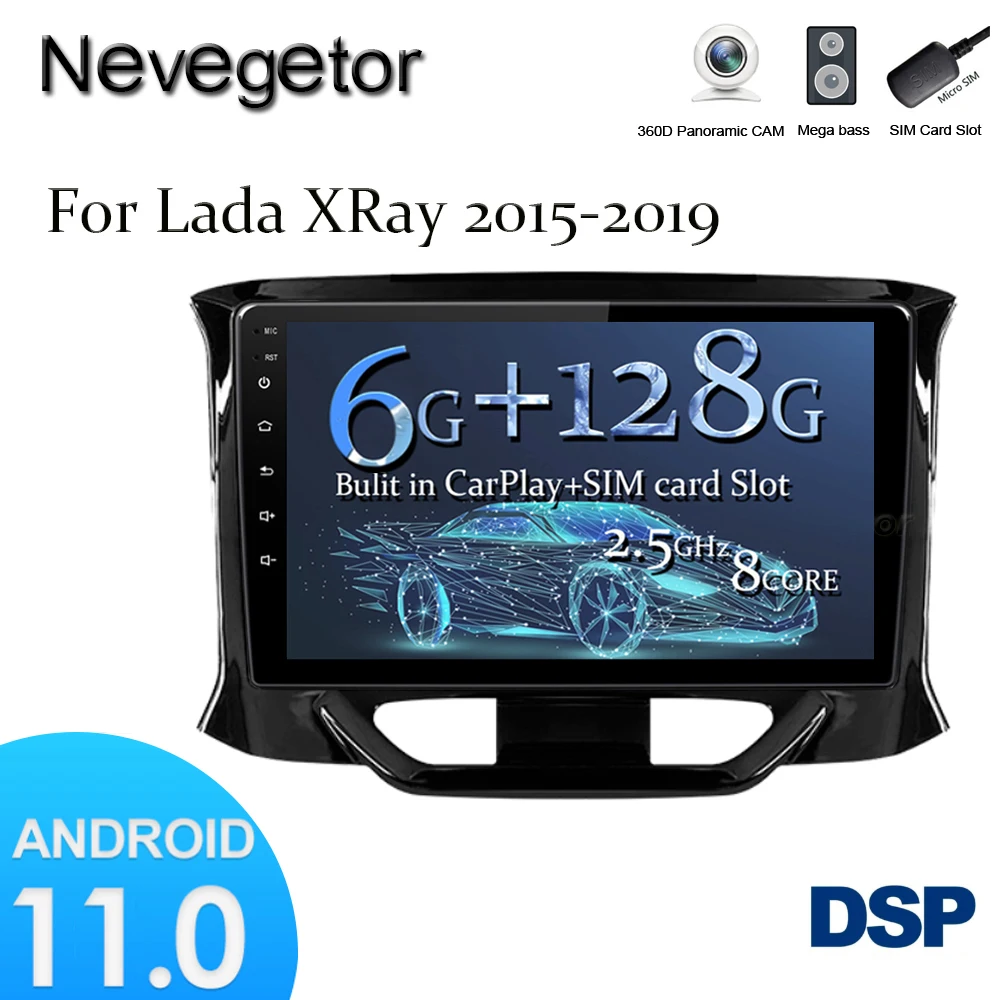 Автомагнитола 2 Din для Lada Xray 2015-2019 мультимедийный видеоплеер на Android 11 с