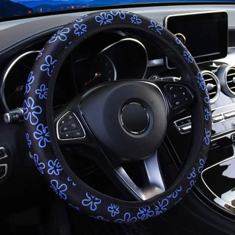 Универсальный автомобильный чехол на руль, цветочный дизайн, жук, украшение интерьера, аксессуары