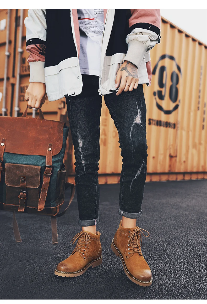 Winter Ankle Boots mens Genuine Leather Snow Boots Big Size 38-50 Outdoor Warm Winter Shoes for Men Anti-cold Boots Walker Peak