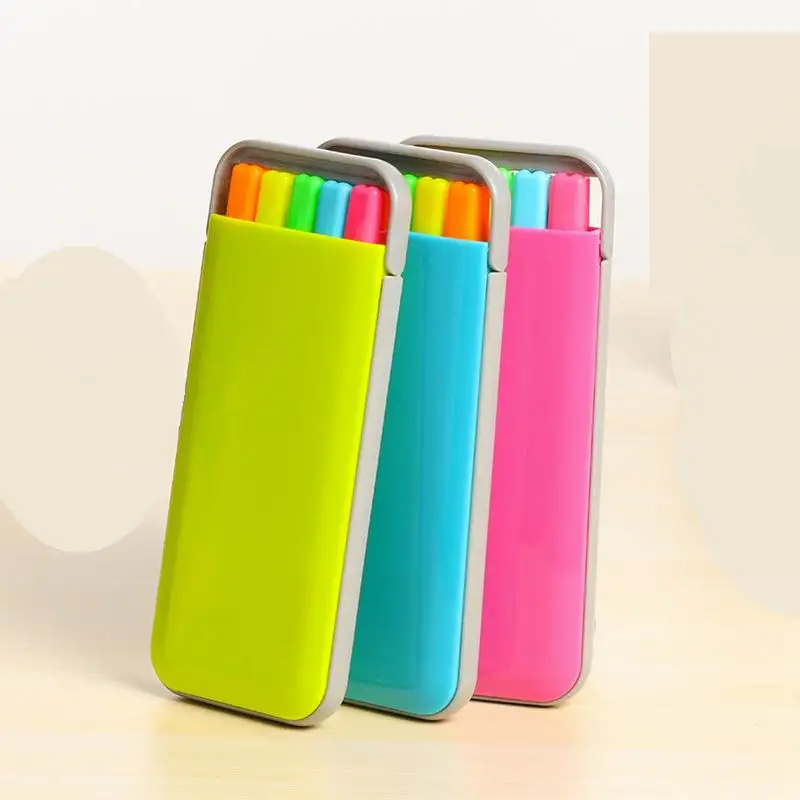 

New Arrive 100 Sets (5pcs/set) Candy Colors Fluorescent Marker Pen Fragrance Highlighter Drawing Writing Watercolor Pen Stationery Set