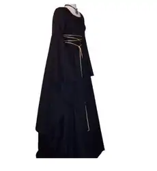 Круглый вырез Длинный Шифоновый рукав винтажное женское приталенное средневековое тонкое кружевное Бандажное Макси платье костюм