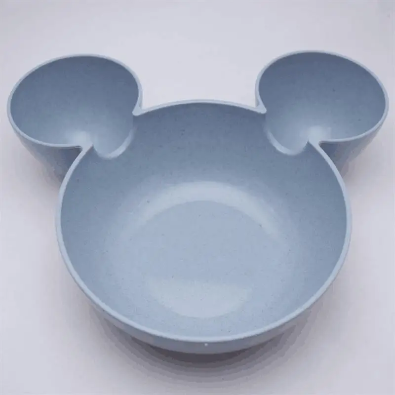 Cute Kid Cartoon for Mouse Bowl Dishes Lunch Box Kid Baby Children Infant Baby Rice Feeding Bowl Plastic Snack Plate Tableware - Цвет: blue