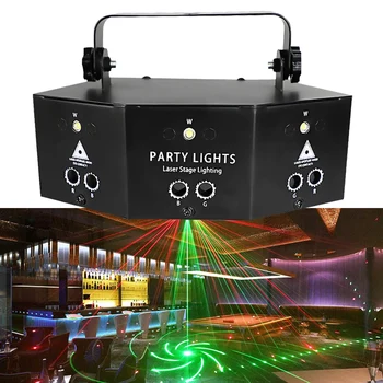 

Stage Light 9 Eyes Laser Stage Projector With Controller for Disco Party Strobe Lights Effect Lamp RGB Disco Light DJ Lamp