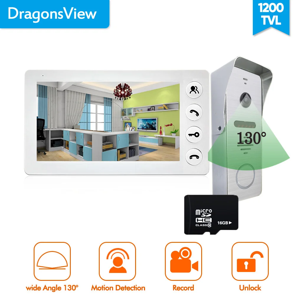 Видеодомофон Dragonsview проводной дверной звонок 7 дюймов камера видеонаблюдения