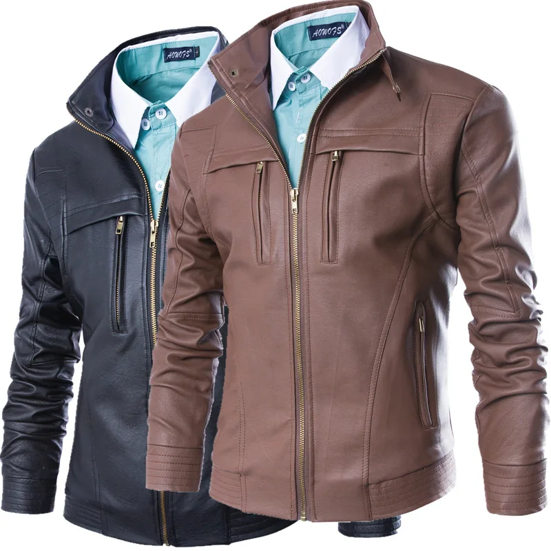 

Men PU Jackets Coats Motorcycle Leather Jacket Men Autumn Spring Faux Leather Clothing Male Casual Coats Clothes Plus Size 5XL
