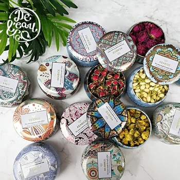 

12 color tea box tea pot storage mini food coffee powder storage box can multifunctional round metal can put candy flower tea