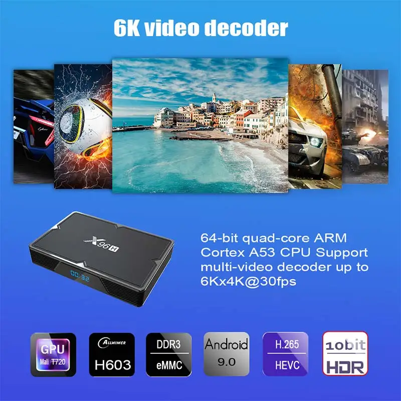 X96H French Arabic IPTV Subscription IPTV Box 6K BT 4.1 IPTV Subscription QHDTV 1 Year Dual-band WIFI IPTV France Netherlands