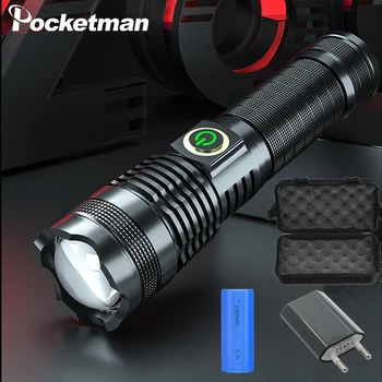 

Powerful XHP50.2 LED Flashlight XHP50 Rechargeable USB Zoomable Torch powered by 18650/26650 battery Hunting Lamp for Camping