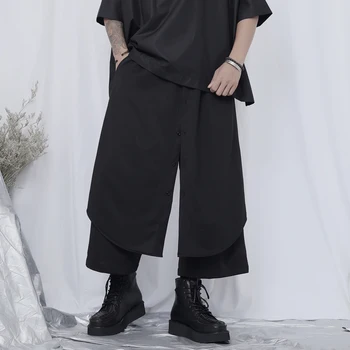 

INCERUN Fashion Men Pants Punk Style Casual 2020 Solid Streetwear Skirts Trousers Men Loose Personality Joggers Irregular Pants