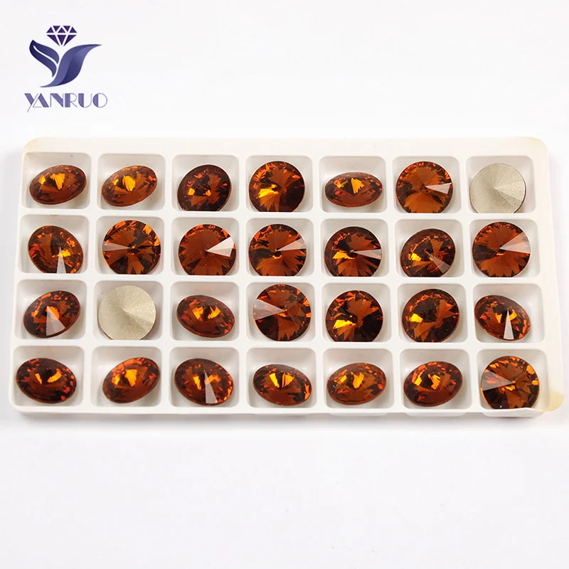 YANRUO 1122 Smoked Topaz Rivoli Sew On Claw Round Stones Sewing Rhinestone For DIY