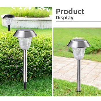 

Solar Lights Bright Garden Lawn Lamp Pathway Outdoor Stainless Steel Waterproof Auto On/off Wireless Sun Powered Lighting(2PACK)